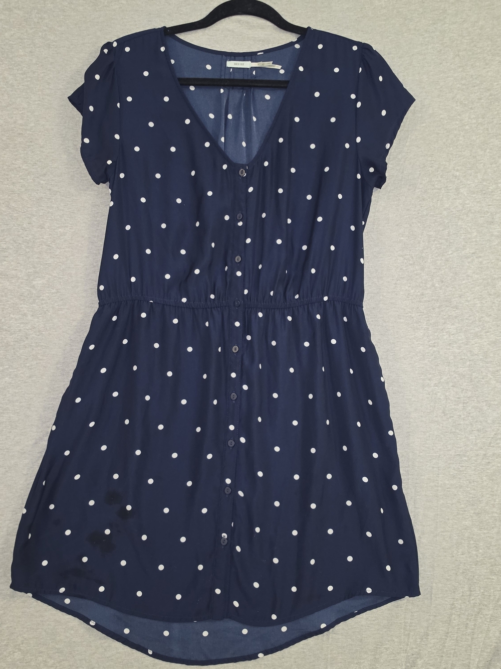 Classic Navy Polka Dot Button-Front Dress - Picture 3 of 6